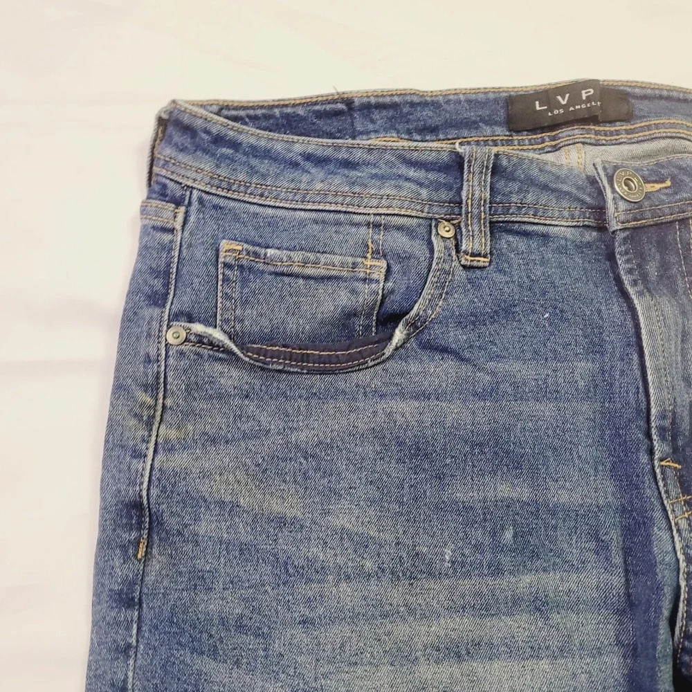 LVPL Straight Leg Jeans Men's 34 x 30  Blue Medium Wash Denim Stretch J33
